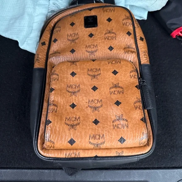 MCM | Bags | Mcm Cognac And Black Logo Backpack | Poshmark display picture 1